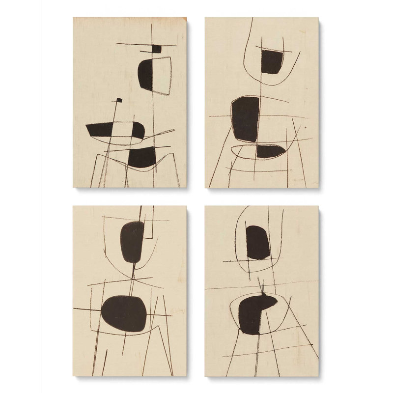 Ensemble de 4 imprimés «Lines of Stillness», 12 po x 8 po, Toile tendue