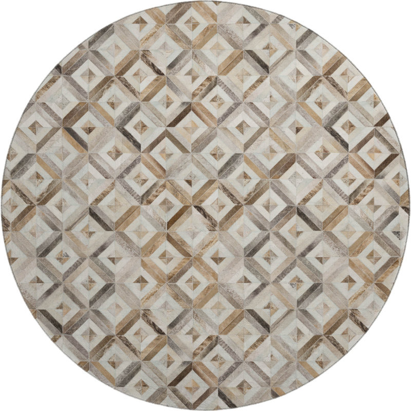 Premium Machine Washable Lewes AMF102 Gray Rug, Round 8'