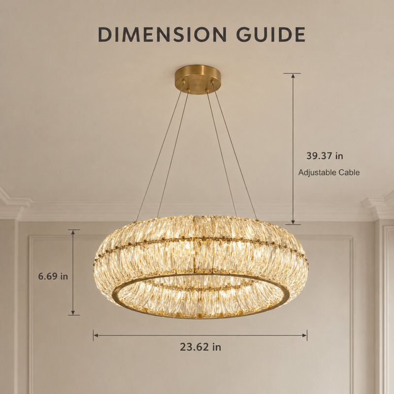23.62" W Gold Crystal Pumpkin-Shaped 8-Light Chandelier for Dining Room, Living Room and Bedroom