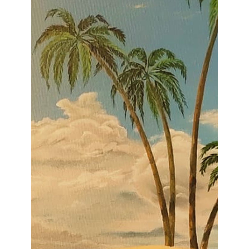Sable, mer et palmier | Huile sur toile | Par Sandeep Singh Randhawa