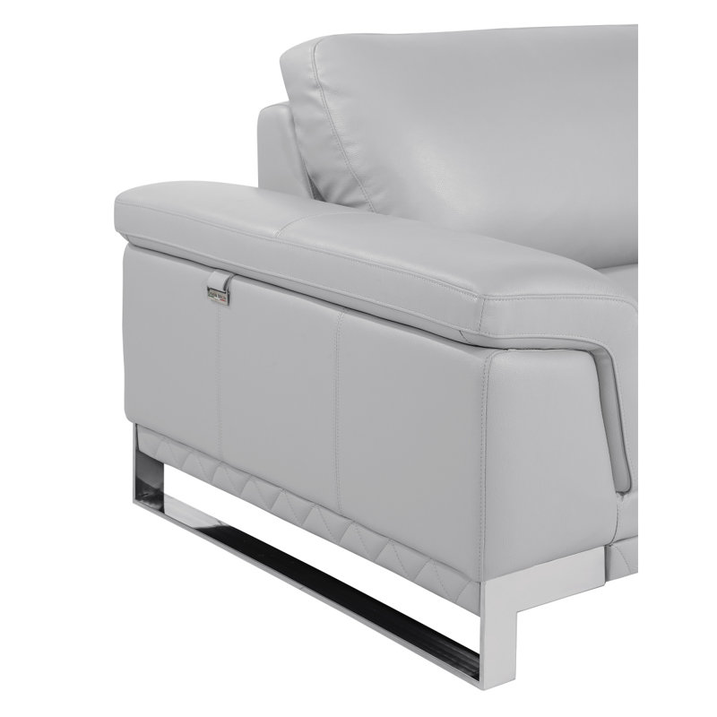 Chaise en cuir italien à grain supérieur, Light Gray