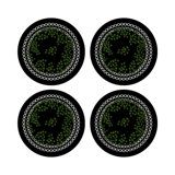 Christmas Berries Red White Vegan Leather Round Coasters