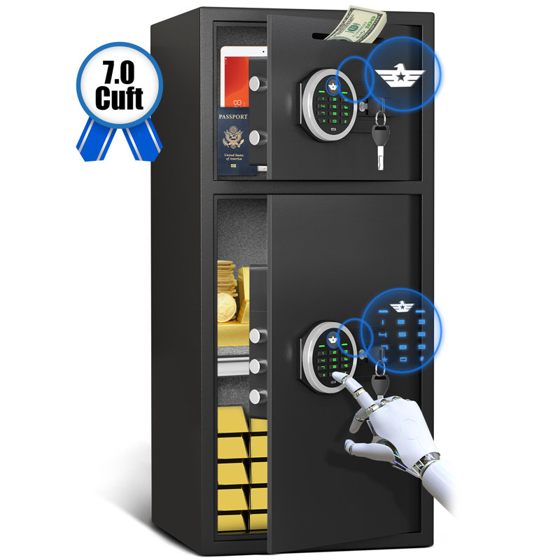 7.0 Cu Ft Extra Large Home Safe Box, Digital Home Security Safe Box With Deposit Slot & Metal Storage Box