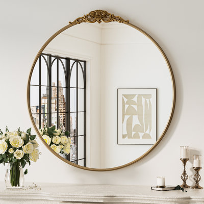 Stourbirdge Vintage 1.2" D Iron Round Wall Mirror