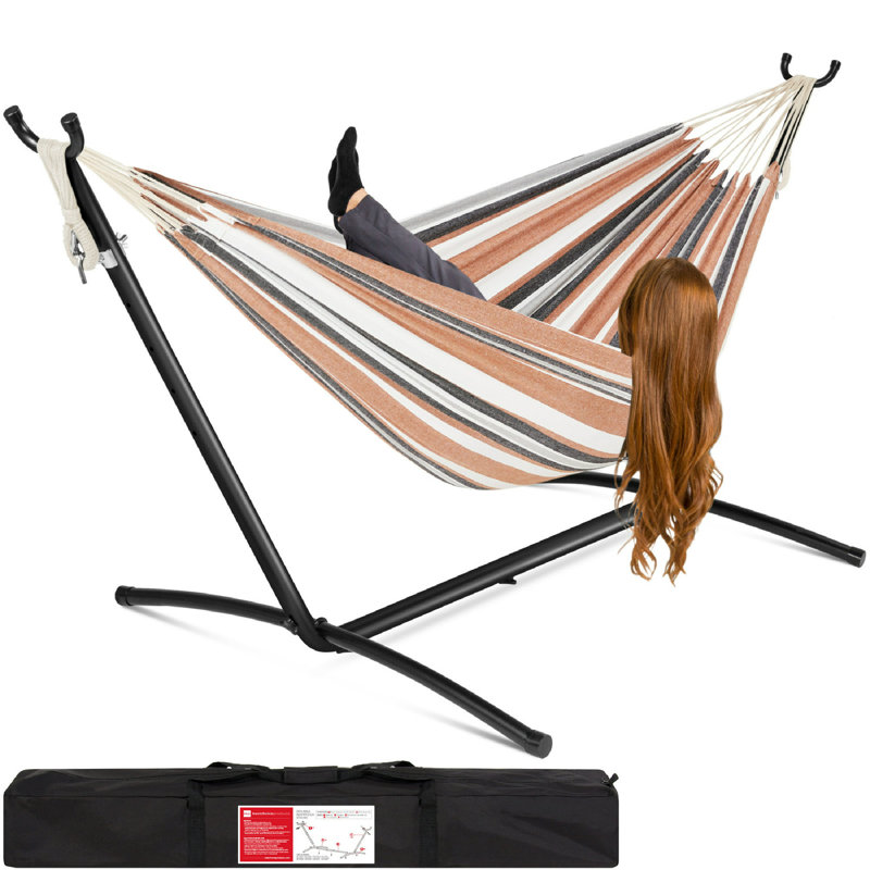 Desert Stripes 2-Person Cotton Hammock with Steel Stand