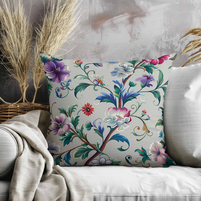 Coussin en faux suède Nature's Palette, Bleu / Vert / Rose, Carré 20 po