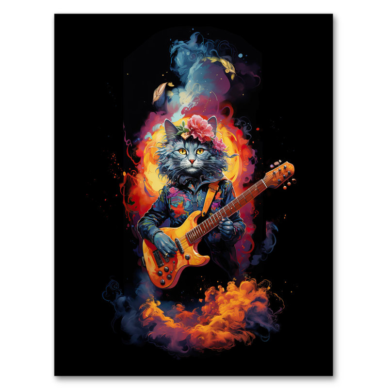 Smelly Cat With Guitar Conceptual - Single Picture Frame Print