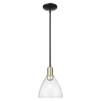Arcadia - Bristol - Mini-luminaire suspendu 1 tige 8 po - Finition laiton antique noir - Abat-jour granuleux