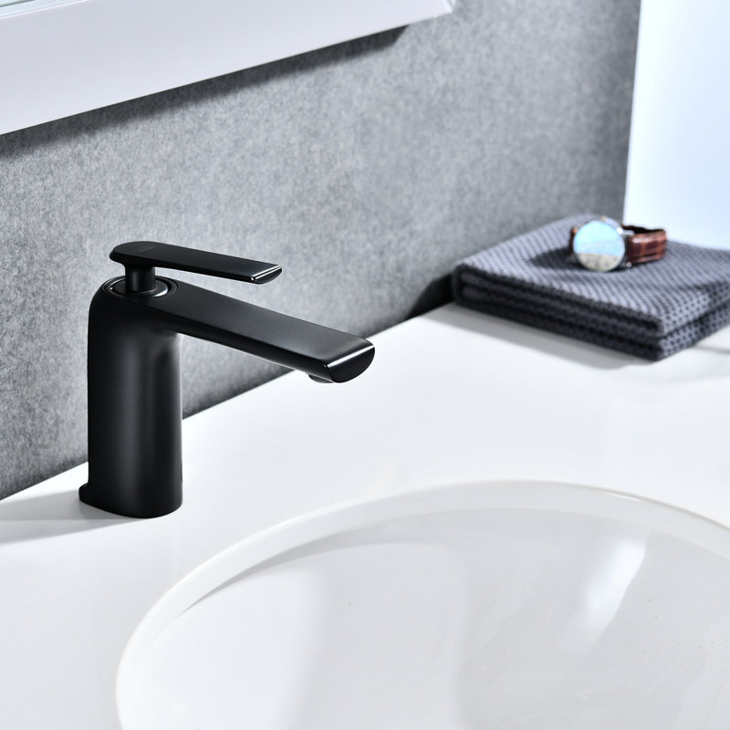 Matte Black Bathroom Faucet - Single Hole, Brass Made, Enhances Appearance And Provides Convenient Use Hole Water Tap Brass, , Ideal For Contemporary Designs