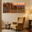 Ensemble de 3 impressions sur toile Scène et paysage d'automne avec feuilles tombantes-848637933