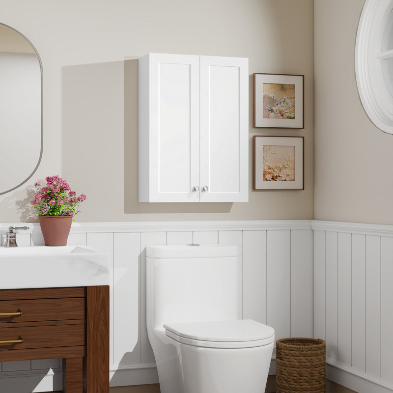 Armoire de salle de bain murale, 50 cm (L) x 20 cm (P) x 70 cm (H), meuble de rangement à installer au-dessus des toilettes avec étagères réglables, armoire de salle de bain murale, blanche