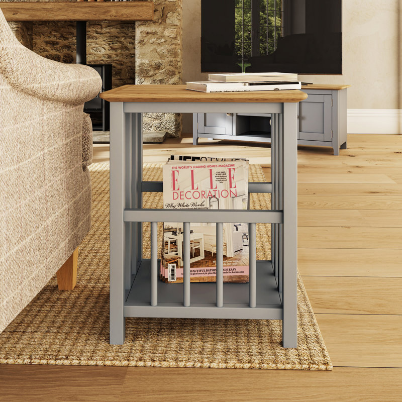 Daris Magazine Rack / Turntable Stand With Vinyl Record Storage. Solid Oak. Fully Assembled., Grey