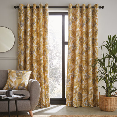 Abbotsley Leaf Print Eyelet Curtains