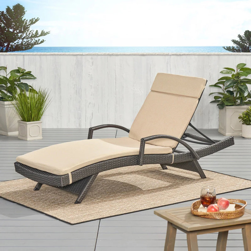 Salem Outdoor Chaise Lounge Cushion Set, Water-Resistant And Comfortable For Patio And Backyard Relaxation, Beige