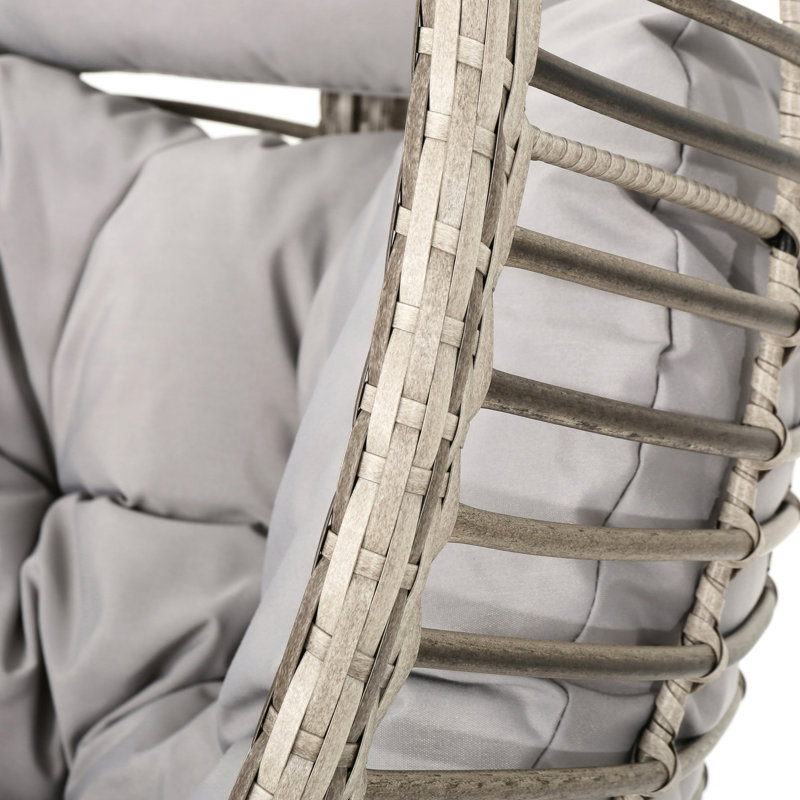 Panier de chaise suspendu gris - Robuste avec une coque intérieure en métal robuste pour les coussins confortables de la structure