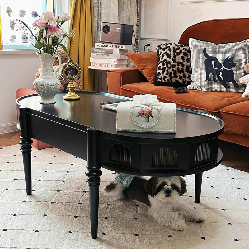 Vintage French Oval Storage Coffee Table