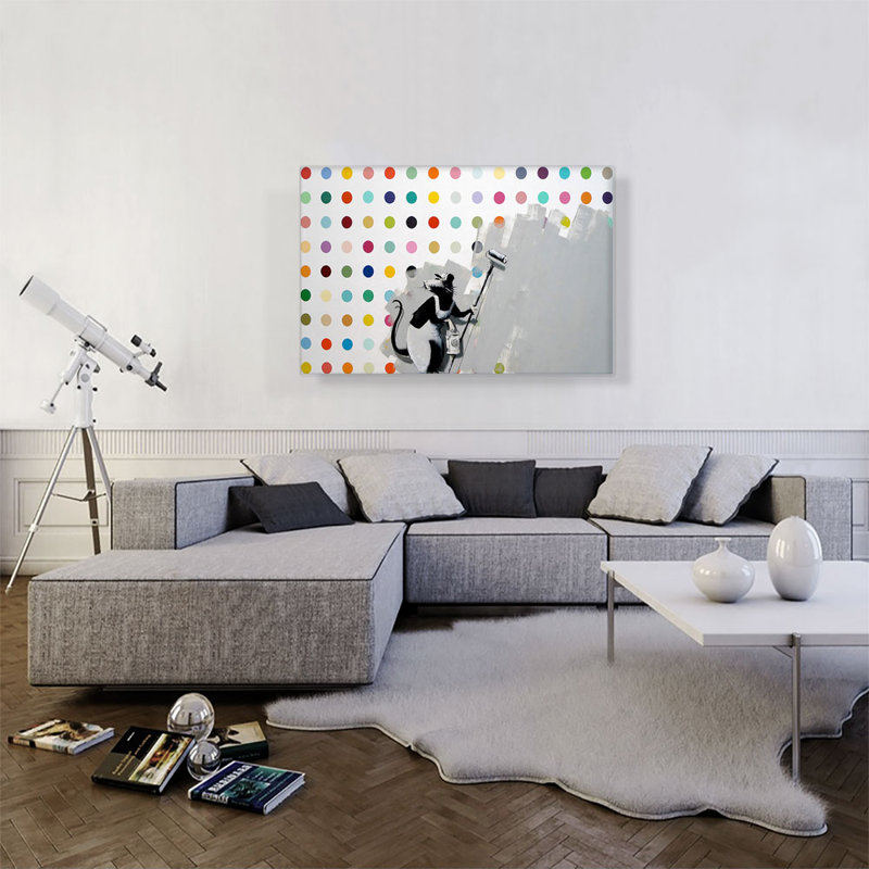 «Rat Spots Banksy contre Hirst» par Banksy, impression sur toile tendue, H 26 po x l 40 po x P 0,75 po