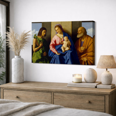 Sacred Holy Family Renaissance Artwork, Living Room Pictures, Framed Canvas Giclee Print Wall Art