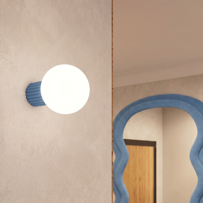 Halo Aluminium Flush Mounted Sconce, Light Blue
