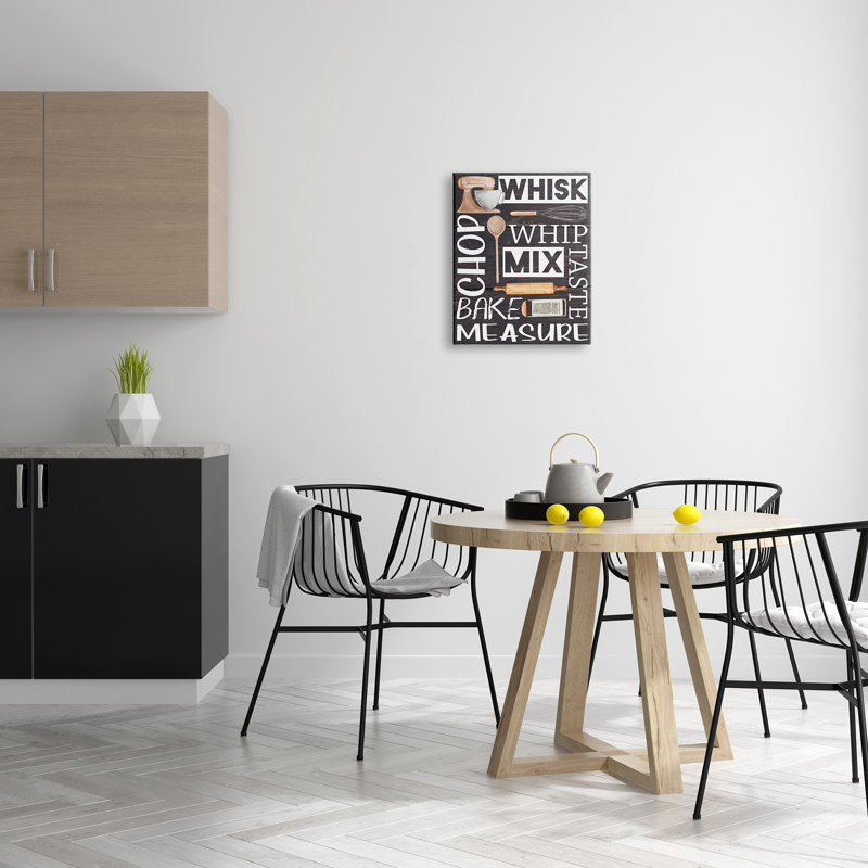 Various Baking Tools Kitchen Canvas Wall Art in Black and White