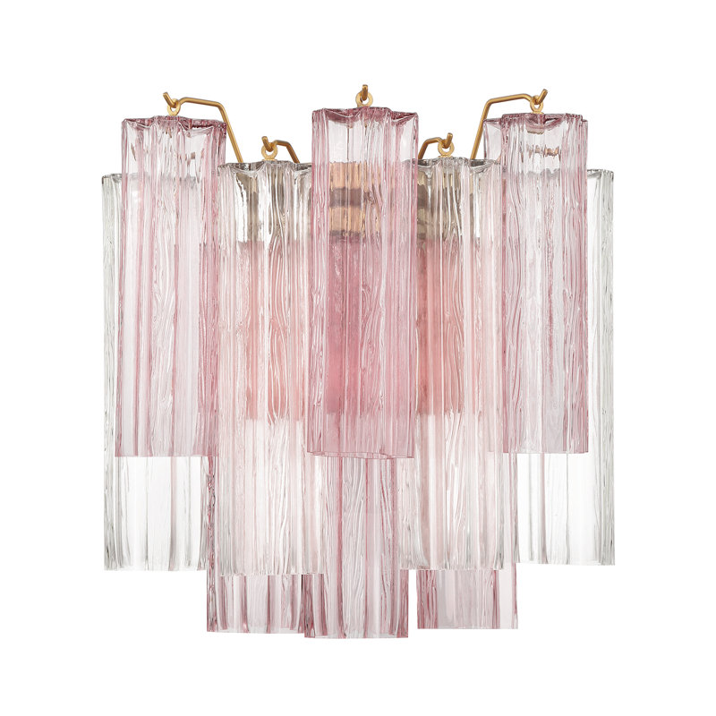 Addis 2 light sconce, Aged Brass/Pink