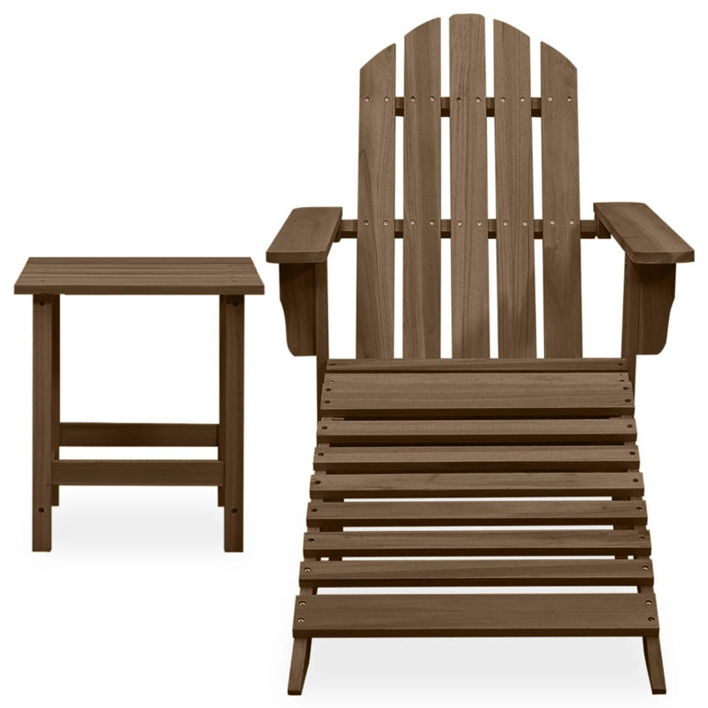Levens Solid Wood Adirondack Chair with Table, Brown