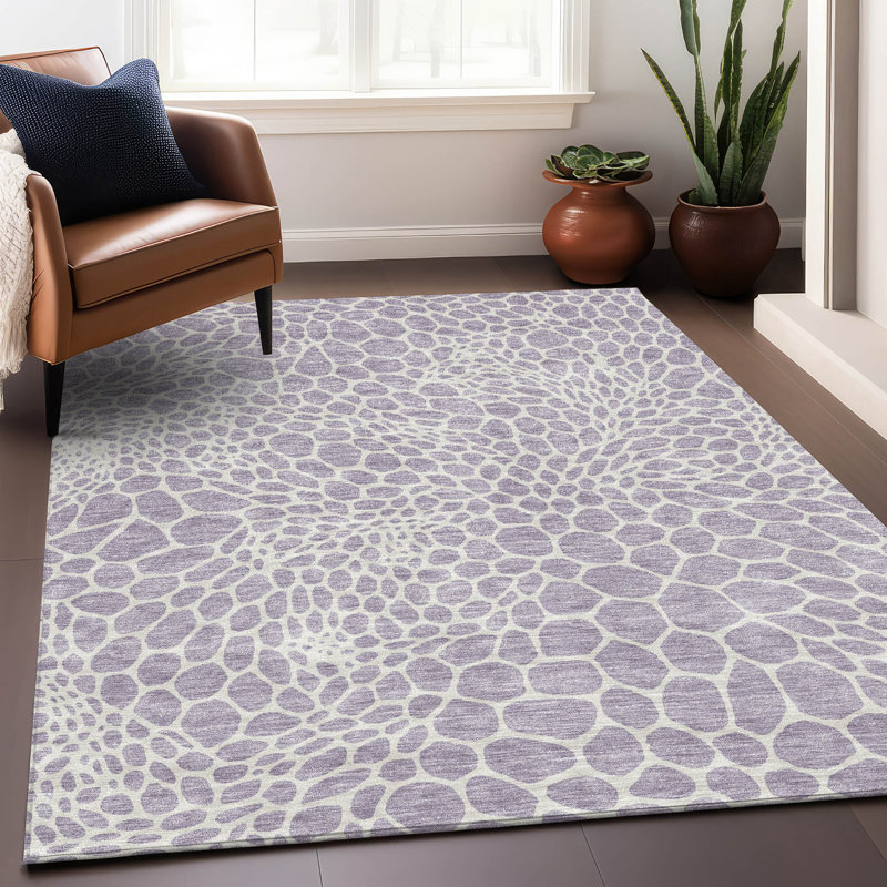 Premium Machine Washable Prisco Lilac Rug, Rectangle 5' x 7'6"