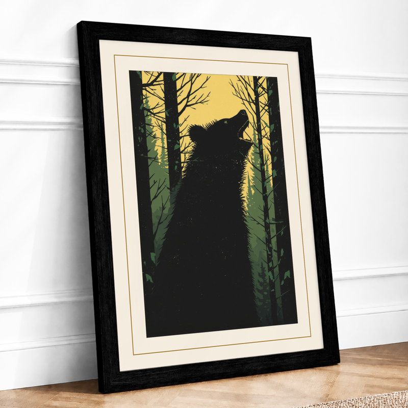 Wolf In Clearing Light Scandinavian - Print, A1 - 84.1 x 59.4 cm, Black