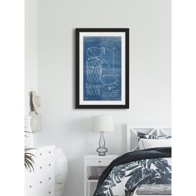 «Basketball Hoop 1925 Blueprint», reproduction encadrée, H 30 po x l 20 po x P 1,5 po