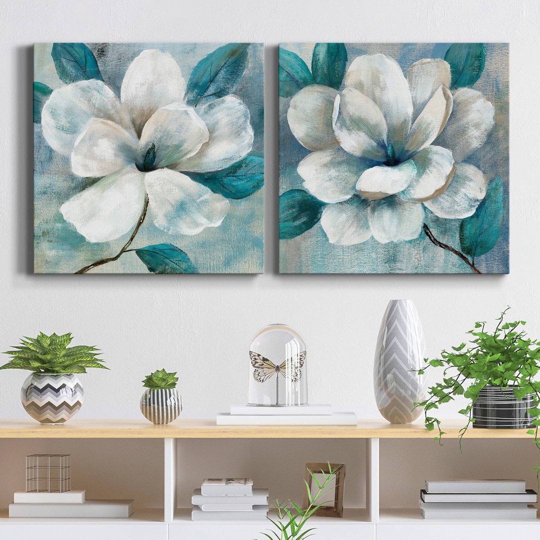 Magnolia I - 2 Piece Wrapped Canvas Print Set Lark Manor™ 