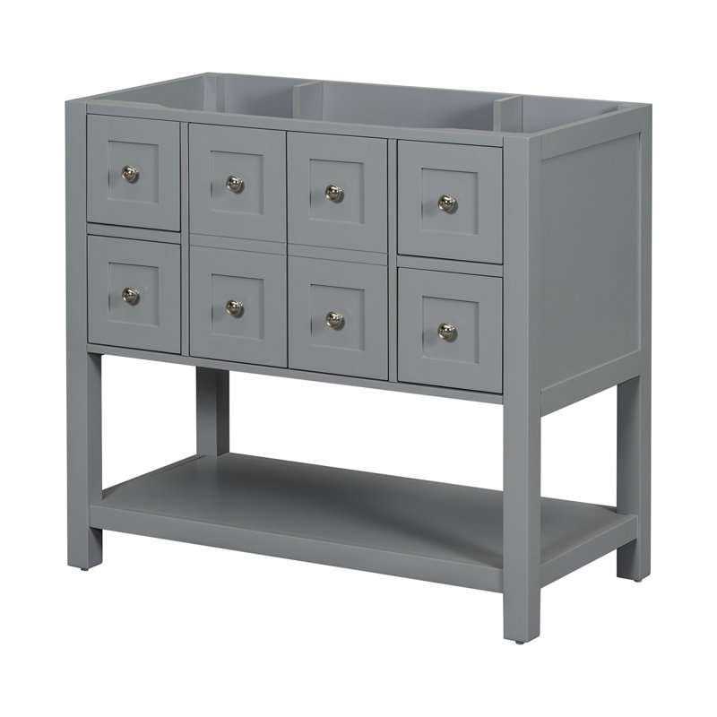 Ensemble de meuble-lavabo sur pied sans lavabo, Gris