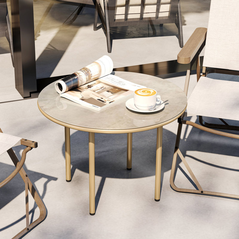 Round Metal Outdoor Side Table , 60cm cm W 60cm cm D