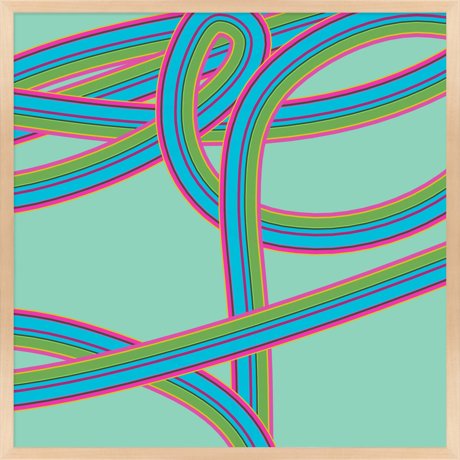 Polo "Turquoise Twist" Print by Jacques Pilon, 36" H x 36" W x 1.25" D, Brown