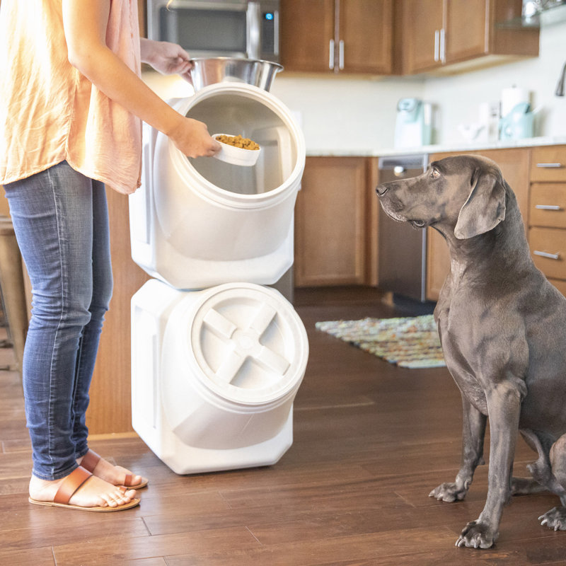 Gray Airtight Stackable Plastic Pet Food Storage Container