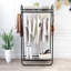 Portant à vêtements autoportant et robuste, portemanteau à rouler en métal avec double étagère, portemanteau portatif pour suspendre les vêtements-1026871310