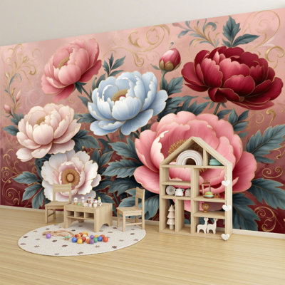 Peel and Stick Elegant Peony Floral