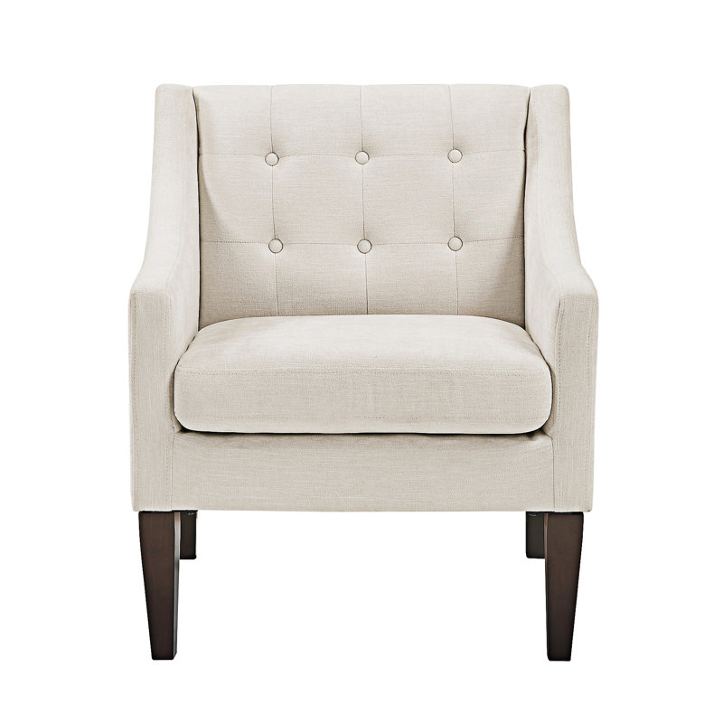 Button-Tufted Accent Chair, Beige