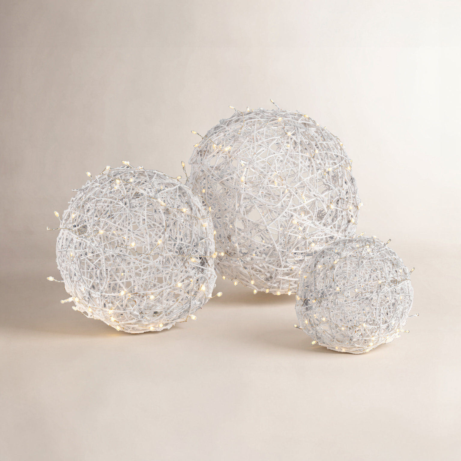 Battery-Operated White LED Vine Ball Set