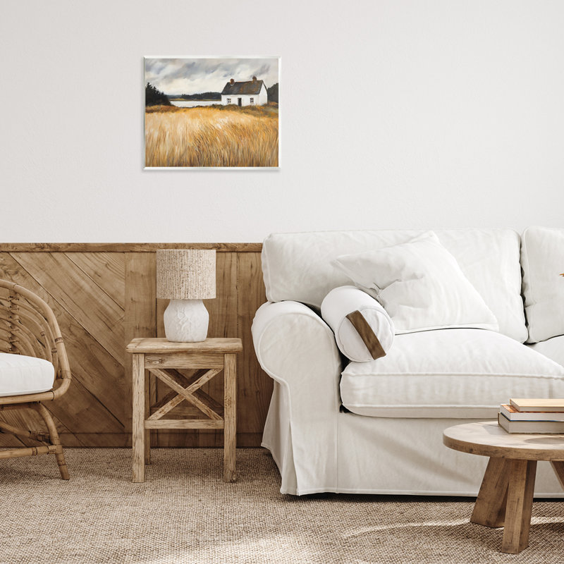 Plaque murale Maison blanche sur blé, design par Petal Prints Design