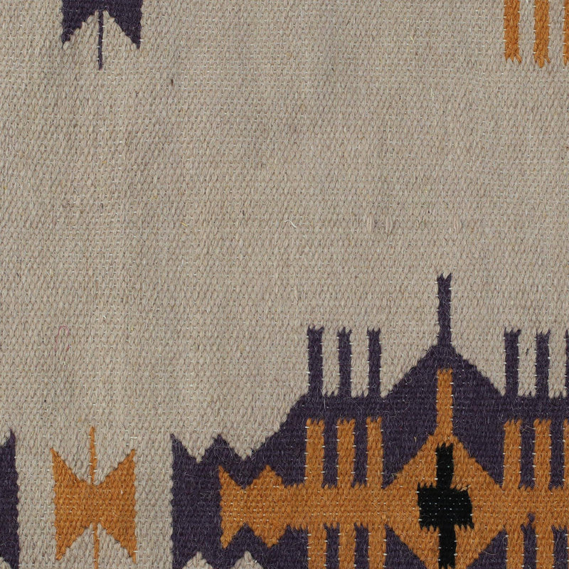 Tapis ivoire en laine fait main dhurrie caravan Parkey
