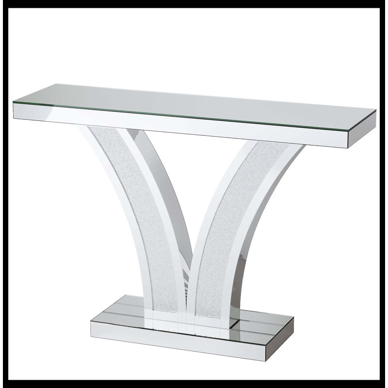 Console à miroir 39 po, table d'entrée moderne argent