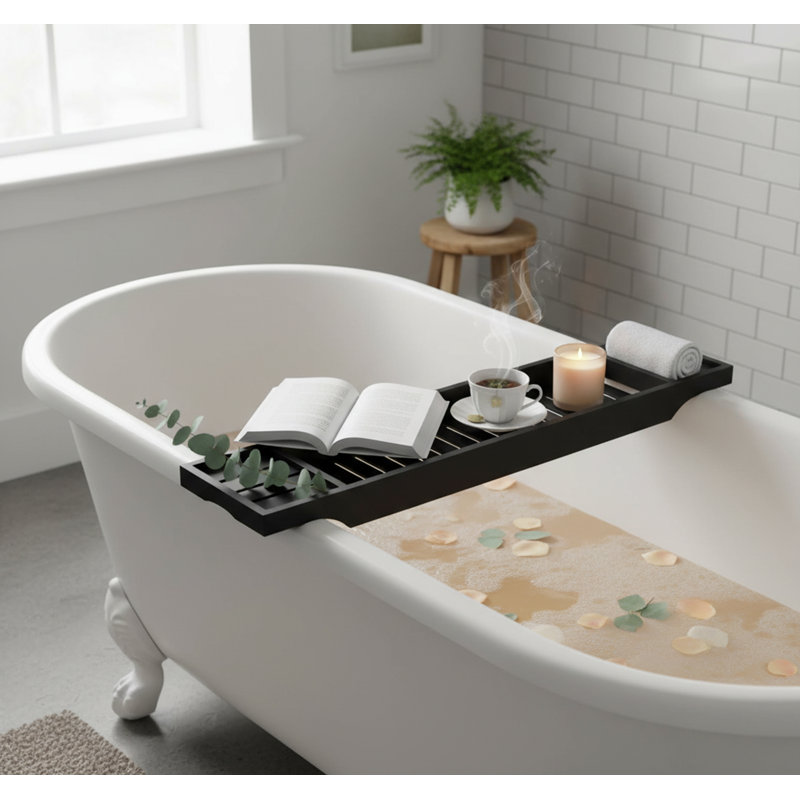 Bamboo Bathroom Accessory Tray, Black