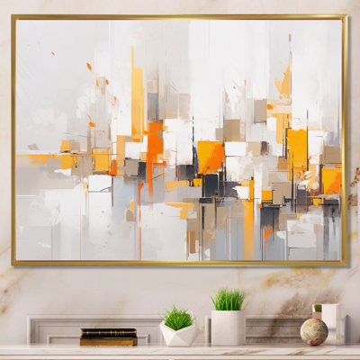 «Gray Yellow Symmetometric Abstract», reproduction sur toile