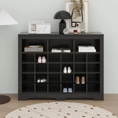 Console de rangement moderne à 24 compartiments pour chaussures - armoire à chaussures élégante avec base incurvée