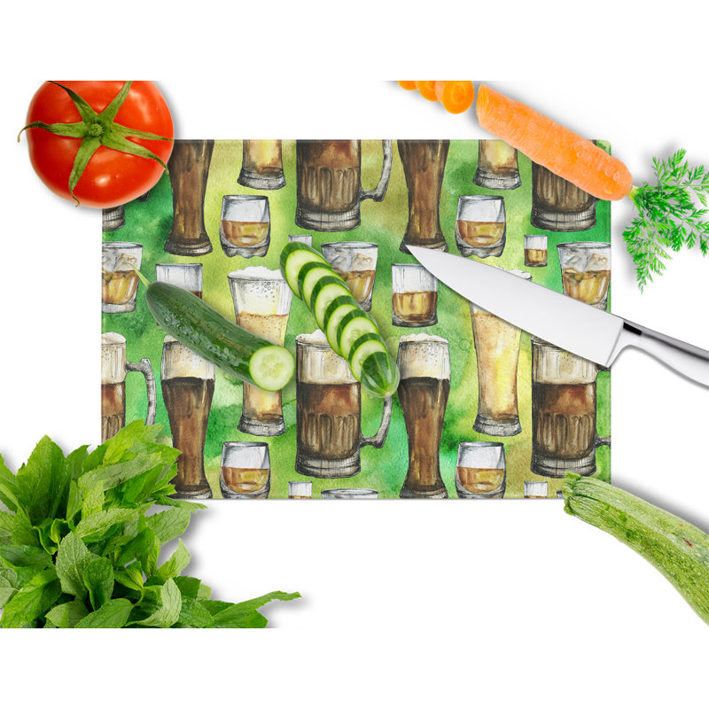 Caroline's Treasures Glass Irish Beers Cutting Board