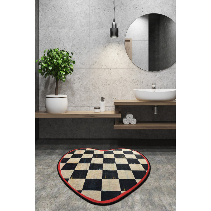 Antibacterial Bathmat, 100% Polyester, 55.1 Inch Diameter | Non-Slip Underside, Pile Height: 0.4 Inches, 700 Grams per Square Meter | Machine Washable, Durable & Stylish for Bathroom Safety and Comfort