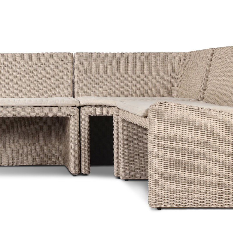 Senna Outdoor L-Shape Dining Banquette, 32.5" H x 132.25" W x 83.25" D