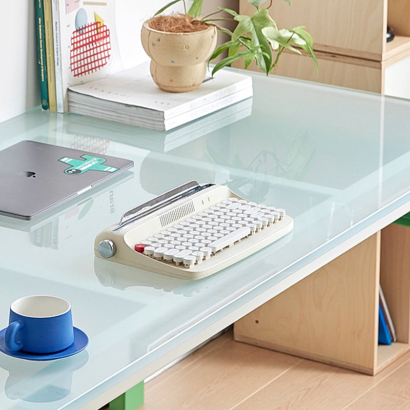 Bureau d'écriture en verre trempé texturé coloré, H 29,13 po x l 78,74 po x P 33,46 po