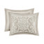 Édredon taupe très grand, 100% coton avec broderie en chenille élégante et rembourrage attrayant