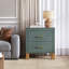 Table de chevet 2 tiroirs, rangement en bois de qualité supérieure avec design cannelé élégant, table de chevet à pieds en bois massif avec poignée en métal, grande table de chevet pour le salon de la chambre à coucher, bleu